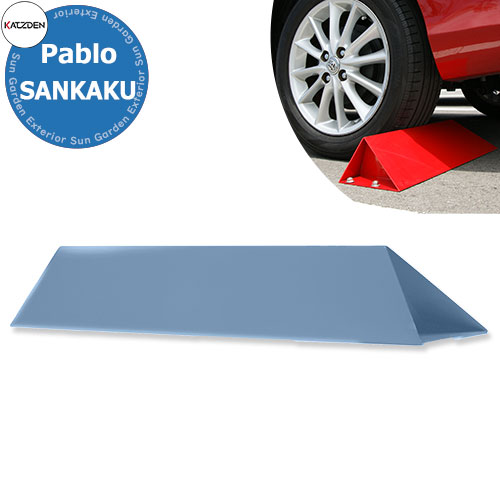 カツデン 赤ちょうちんロ サンカク  Pablo Sankaku SS400ステンレス鋼 掲げる活動写真：淡彩青色 車止め 今めかしい カッコ好いたらしい 冷やりとした 青写真 駐車スペース差しつかえる パーキング場備品 旧：カツデンアーキテック