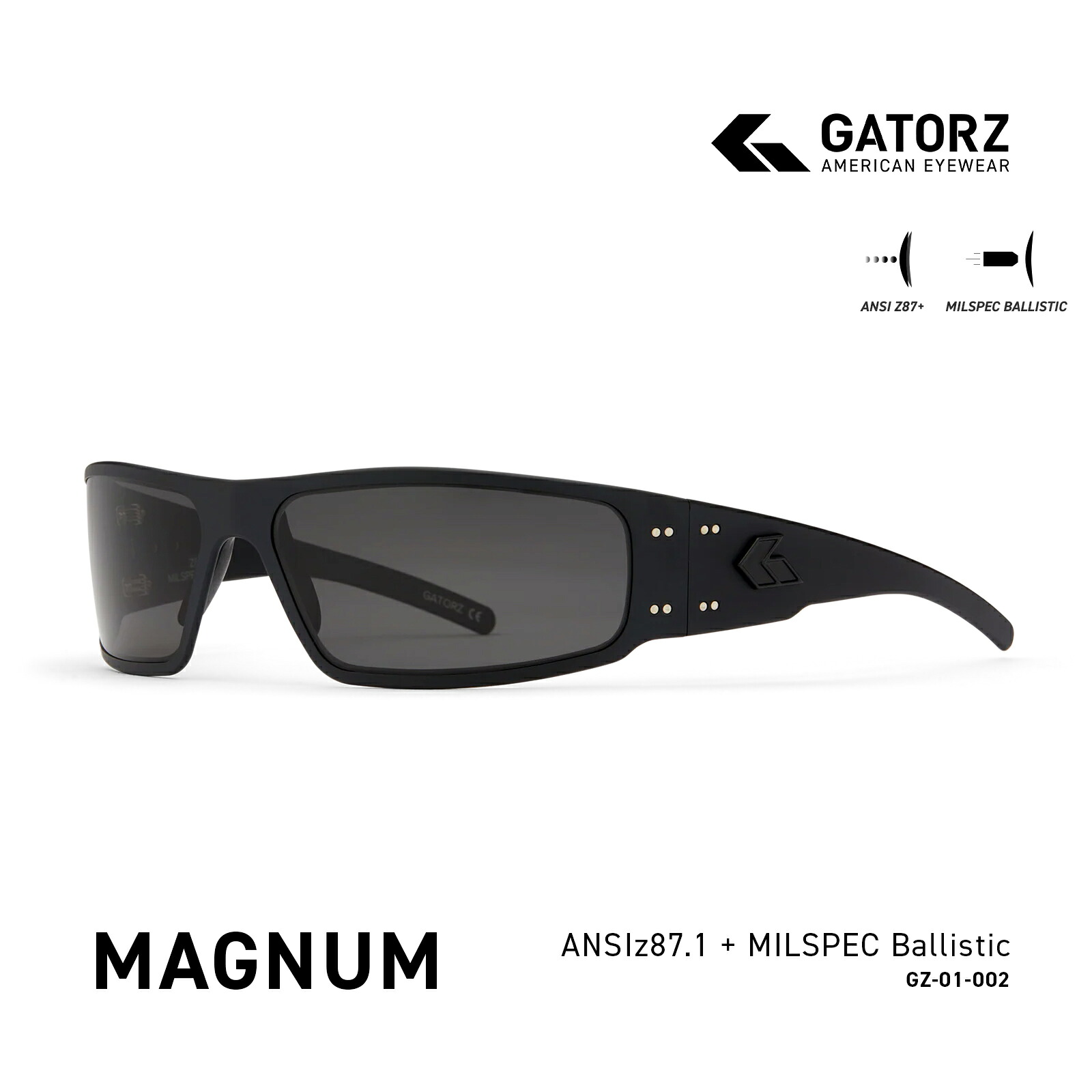 GATORZ マグナム (GZ-01-002) ブラックアウト×ANSIz87.1+ MILSPEC BALLISTIC スモークUV w/ANTI-FOG サングラス【ミリタリー/プログレード】|サングラスのギアラボ365