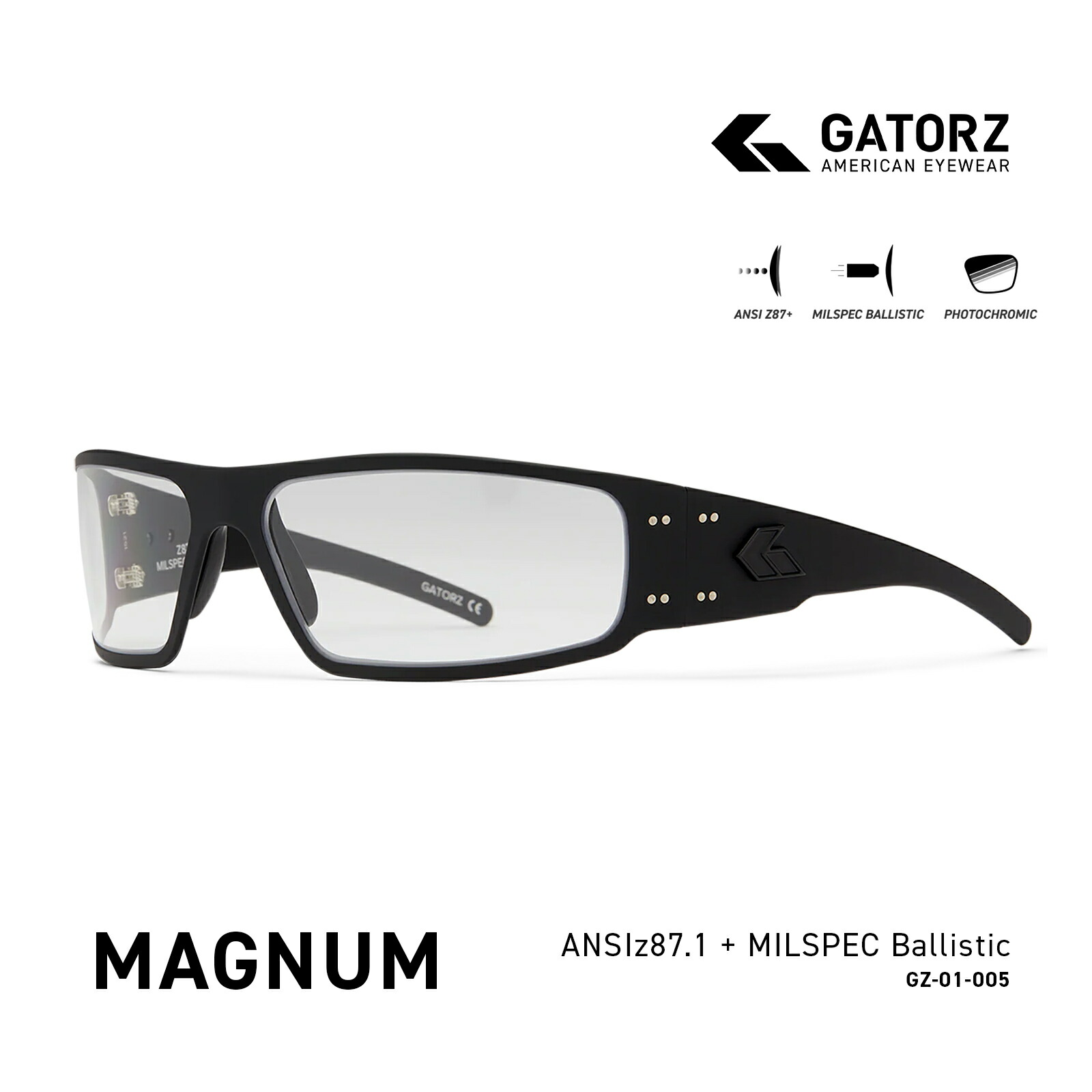 GATORZ マグナム (GZ-01-005) ブラックアウト&times;ANSIz87.1 + MILSPEC BALLISTIC インフェルノ調光 w/ANTI-FOG サングラス【ミリタリー/プログレード】｜サングラスのギアラボ365