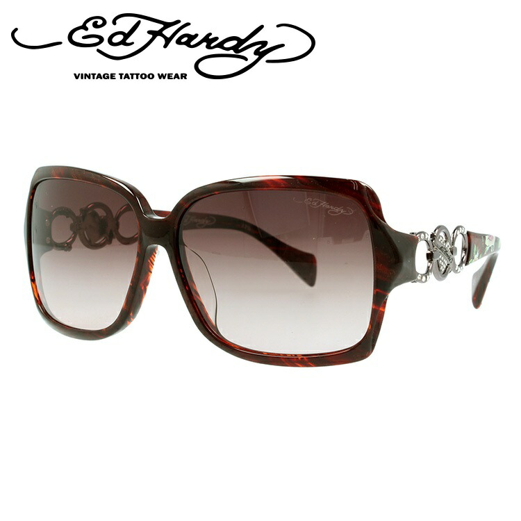 エドハーディー Hardy サングラス Edhardy Stem レディース 度付対応 Sunglass Uvカット Long 偏光サングラス Stem Hardy Roses エドハーディ サングラス Ed レッドホーン ブラウングラデーション House サングラスハウス お好きなレンズ 別途購入 でカスタマイズ