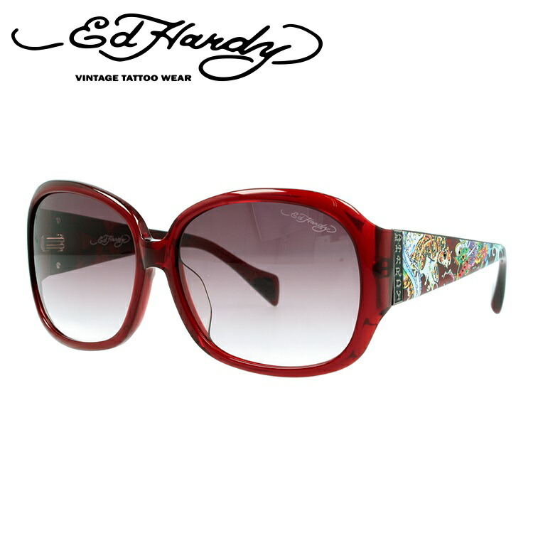 【当店限定SALE】エドハーディー サングラス EdHardy コイレアピン＆ドラゴン KOI LEAPING＆DRAGON RED レディース UVカット メガネ ブランド ギフト プレゼント メンズ 大きめサイズ ビッグシルエット