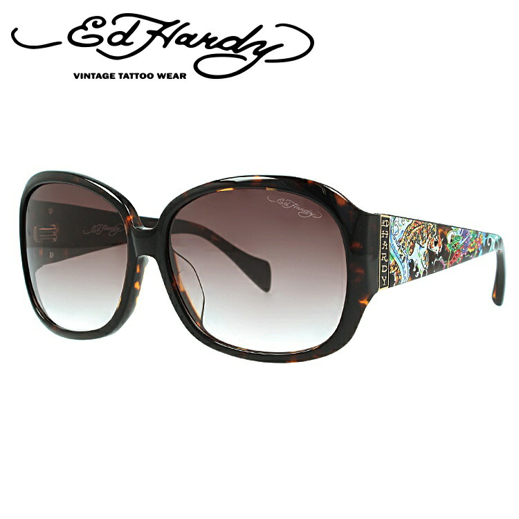 【当店限定SALE】【訳あり】エドハーディー サングラス EdHardy コイレアピン＆ドラゴン KOI LEAPING＆DRAGON TORTOISE レディース UVカット メガネ ブランド ギフト プレゼント メンズ 大きめサイズ ビッグシルエット