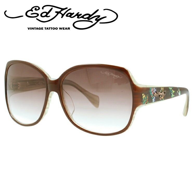 【当店限定SALE】エドハーディー サングラス EdHardy バタフライズ2 BUTTERFLIES 2 BROWN レディース UVカット メガネ ブランド ギフト プレゼント メンズ 大きめサイズ ビッグシルエット