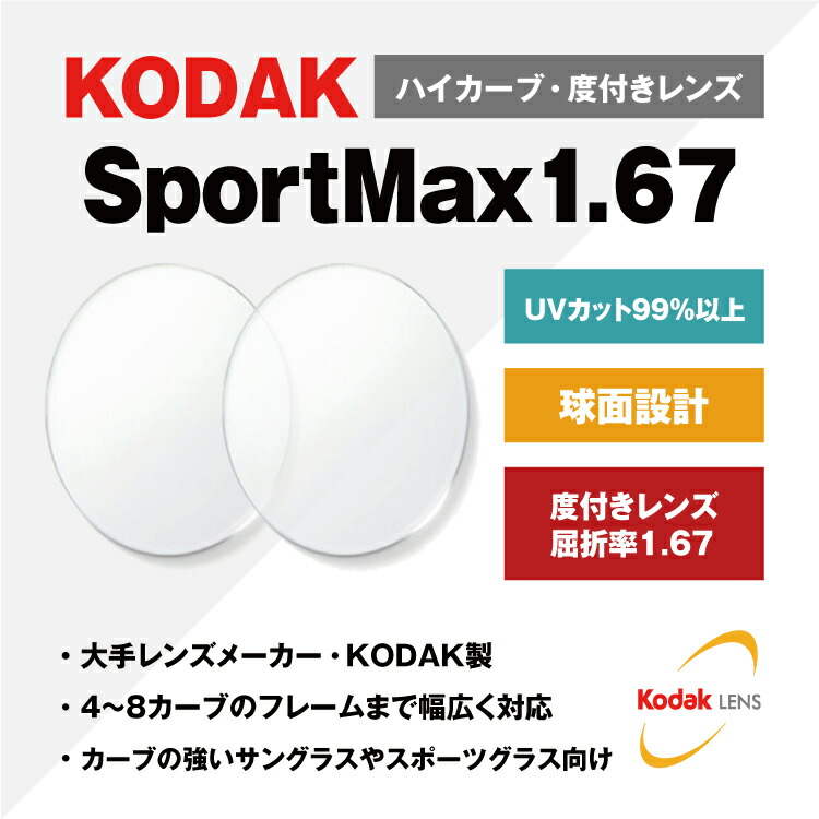 【楽天市場】【度付き・度なし / 透明レンズ】KODAK 球面 1.60 UV SportMax 4～8カーブ対応 ハイカーブ対応 薄型レンズ 度あり  伊達 UVカット サングラス 眼鏡 メガネ レンズ交換費無料 他店フレーム交換対応 カラーレンズ対応｜左右 2枚1組 【透明NL ...