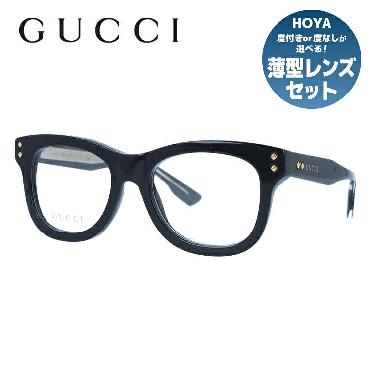 【お買い物マラソン対象】グッチ メガネフレーム 伊達メガネ レギュラーフィット GUCCI GG1086O 001 51サイズ ウェリントン メンズ レディース イタリア製｜SUNGLASS HOUSE-サングラスハウス-