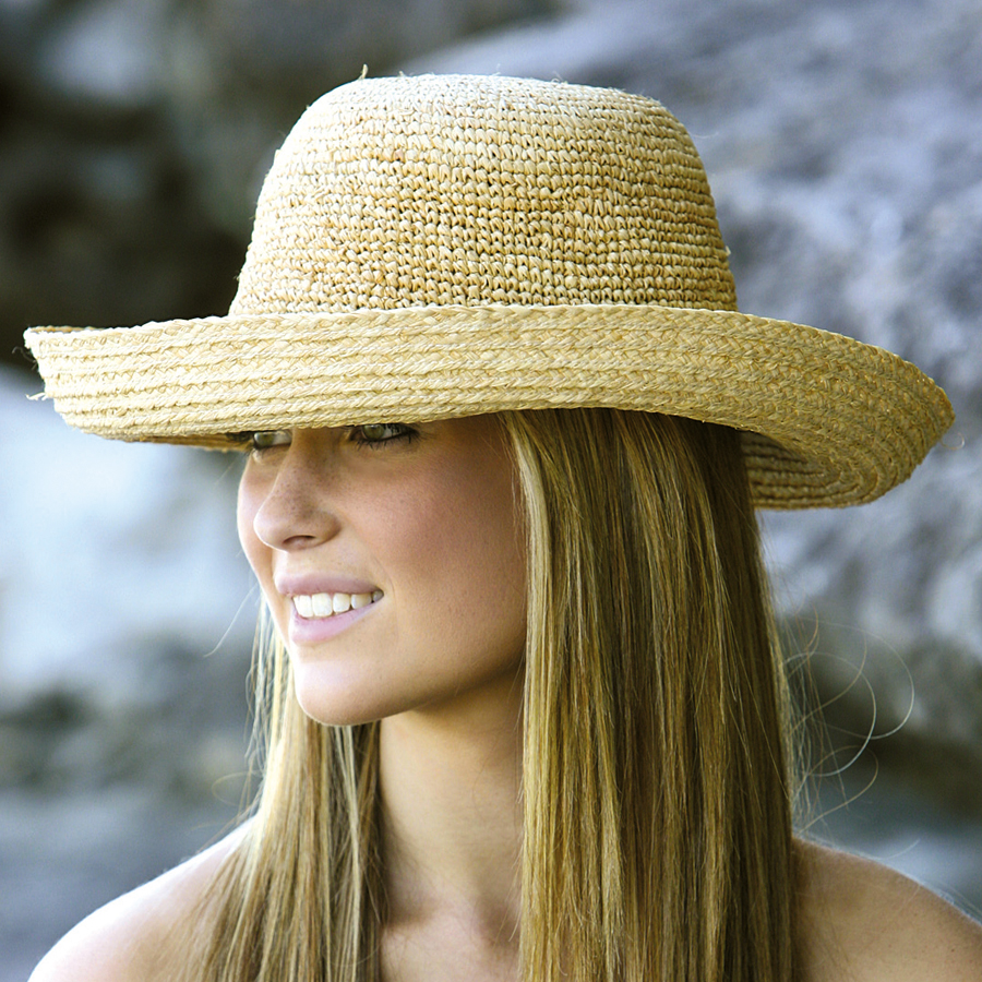 【ください】 女性用ランゾムサンハット幅広つばわらぶき帽子折りたたみ式ビーチハット夏用(カーキ、中) :B0981PXN2W