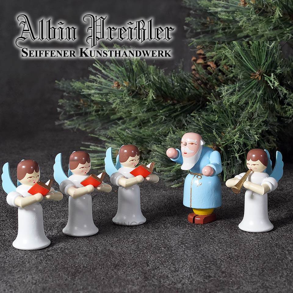 送料無料 クリスマス ミニチュア Albin 原産国ドイツ プライスラー工房 ハンドメイド 老人と天使の