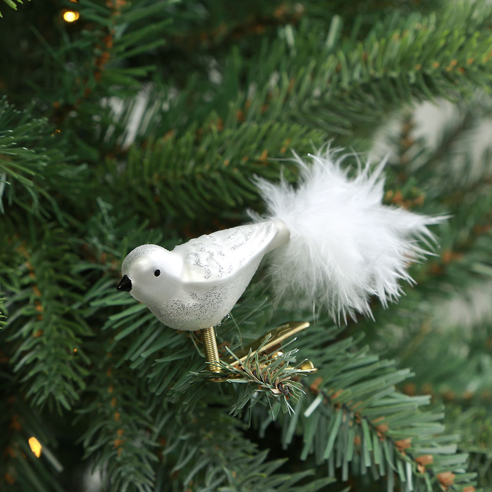 751-670-3【220006】ドイツ KatheWohlfahrt(ケーテウォルファルト) バードクリップ 小鳥 フェザーテール ホワイトシルバー 5.5cm クリスマスツリー オーナメント クリスマスオーナメント ヨーロッパ サングッド sungood画像