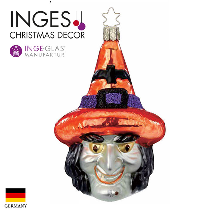100408 INGE-GLAS(インゲ・グラス)MANUFAKTUR(マニュファクチャー)ドイツ直輸入 [ハロウィン]魔女11cm クリスマスツリー オーナメント クリスマスオーナメント 北欧 サングッド sungood 10071S025[100408]｜SUNGOOD　サングッド