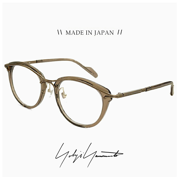 ヨウジ ヤマモト メガネ 日本製 19-0108 2 c02 [ 度付き,伊達メガネ,クリアサングラス,老眼鏡 として対応可能な uvカット レンズ 付き ] Yohji Yamamoto 鯖江 メンズ 眼鏡 度入り ブランド ボストン オーバル 型 コンビネーションフレーム チタン titanium クリアカラー｜サングラスドッグ