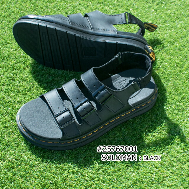 博マーチン Soloman ソロマン メンズレザー サンダル Hydro Black 法条体面 男働き あすミュージック対応 あす楽 土曜仕事 Dr Martens シューズ サンダル はき物 ハイドロ ソロマン レザー ストラップサンダル Prescriptionpillsonline Is