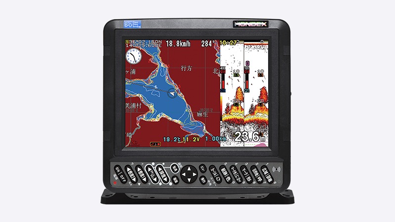 HONDEX HE-8000 107kHz/400kHz GPS魚探 8.4型広々とした液晶 デプスマッピング フィッシュマーク 底質聞き分け ワカサギ 魚群さぐり当てる機 バスフィッシング