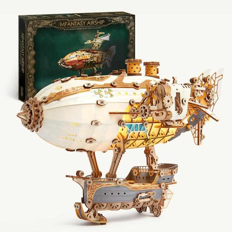 FUNPOLA 3D木製パズル ファンタジー飛行船 ホワイト 473 ピース｜ジョーマーケット