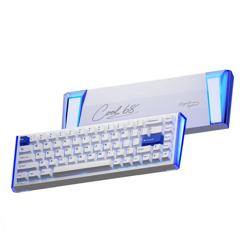 DAREU COOL68 ゲーミングキーボード 0.01mm ラピッドトリガー対応 光翼ライトボックス 有線8000hzポーリングレート 磁気スイッチ SOCD対応 ホットスワップ 65%英語配列 テンキーレス 白/ブルー【1年|ジョーマーケット