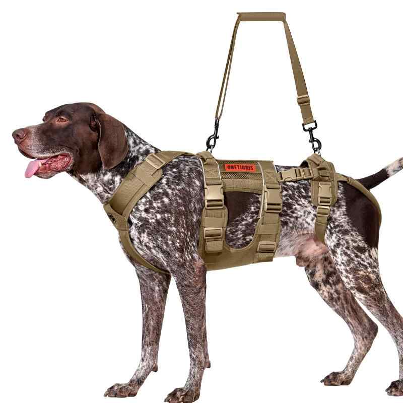 OneTigris ハーネス 犬 介護 歩行補助 介護ハーネス 高い通気性 犬 介護用品 お散歩 訓練 調整可能 中型犬/大型犬に向け 喉に優しい 1000Dメッシュナイロン 引っ張り防止 脱着簡単 張力分散 快復｜ジョーマーケット