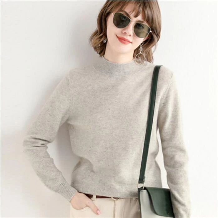編み物 カシミール レディース カシミール ラウンド素っ首 95%以上