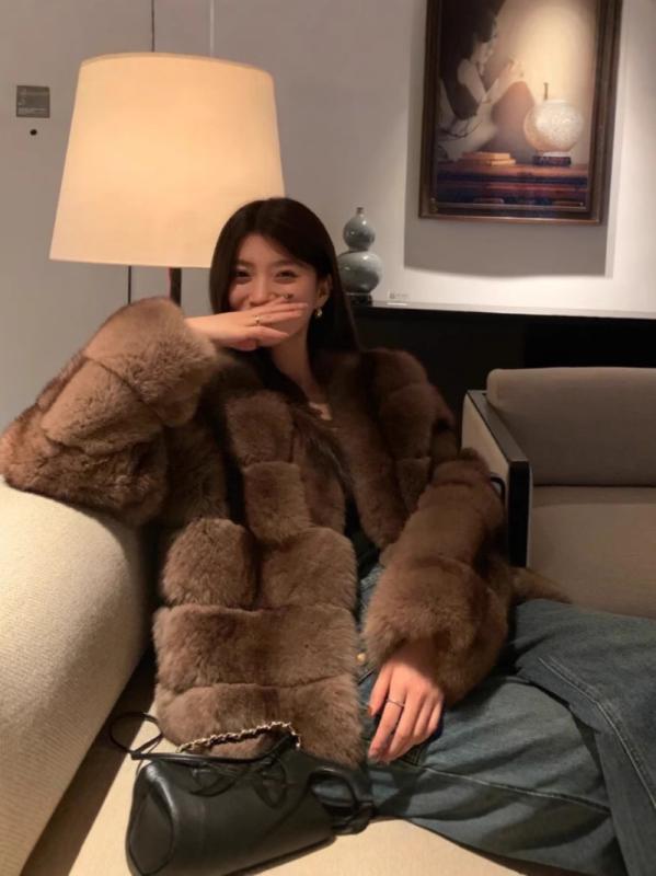 フェイクミ エコ毛革 フェイクファーコート レディース 成人女性用