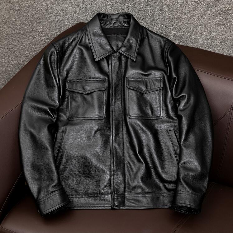 なめし革上衣 窈窕たる 本革 牛皮 飛び切り ライダースジャケット 革ジャン Ｓ～6XL 秋冬 黒