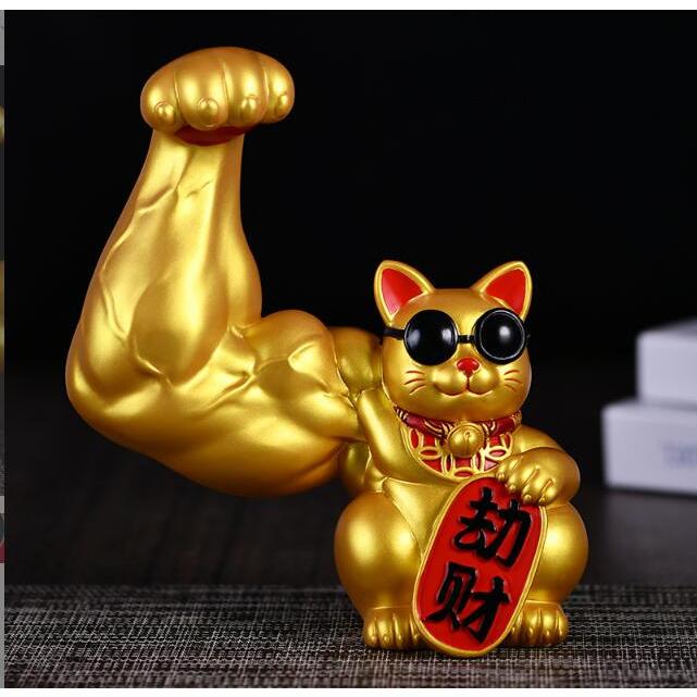 金運アップグッズ 招き猫 置物 まねきねこ 開店祝い プレゼント 飾り物 玄関 縁結び 貯金箱 開運 オープン マッチョ 記念品 かわいい
