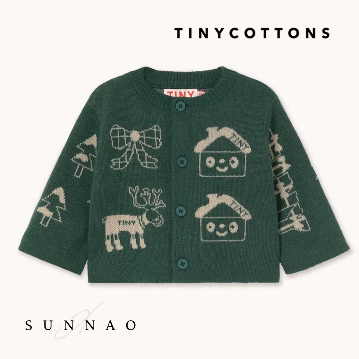 ＜TINYCOTTONS＞ HOLIDAY TINY TOWN BABY CARDIGAN