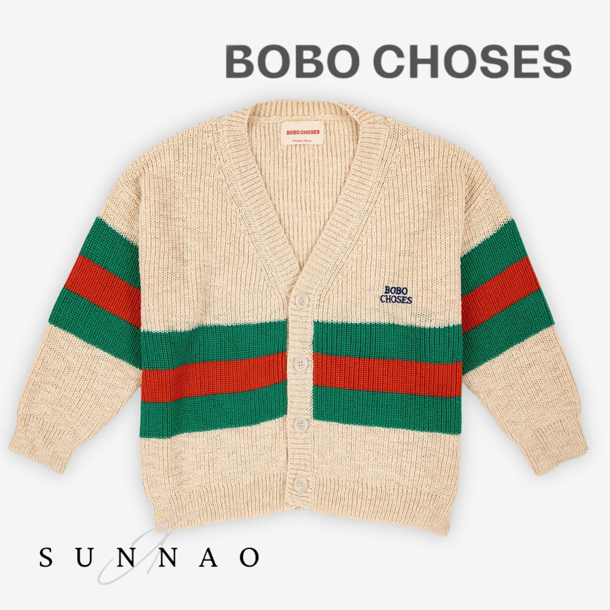 SALE【30%OFF／必要経費17900円】＜BOBO CHOSES＞ Stripes cardigan