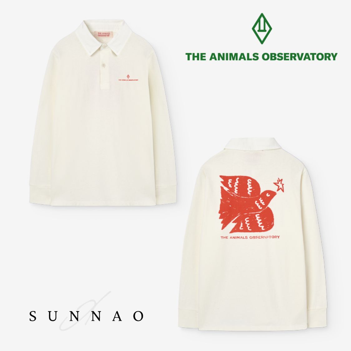 ＜the animals observatory＞ Raw White Eel Polo Shirt