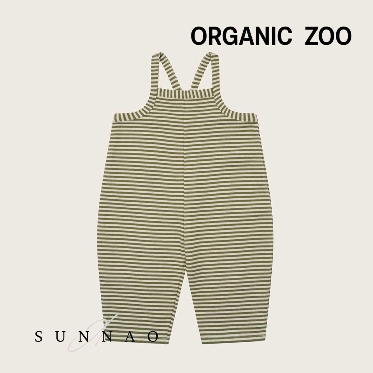 ＜Organic zoo＞ Fern Stripes Dungarees