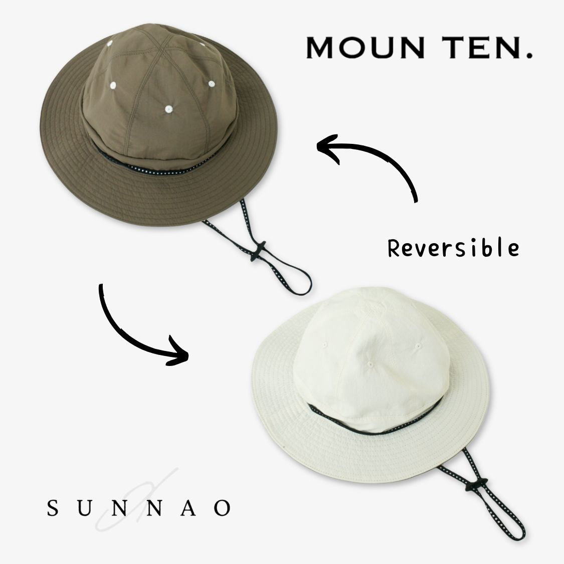 ＜Moun ten.＞ reversible adventure hat - mocha x ecru