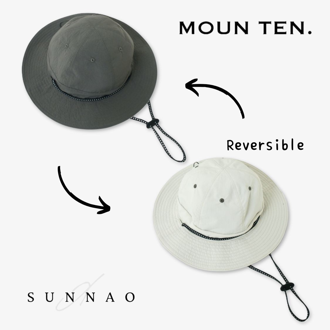 ＜Moun ten.＞ reversible adventure hat - charcoal x sand