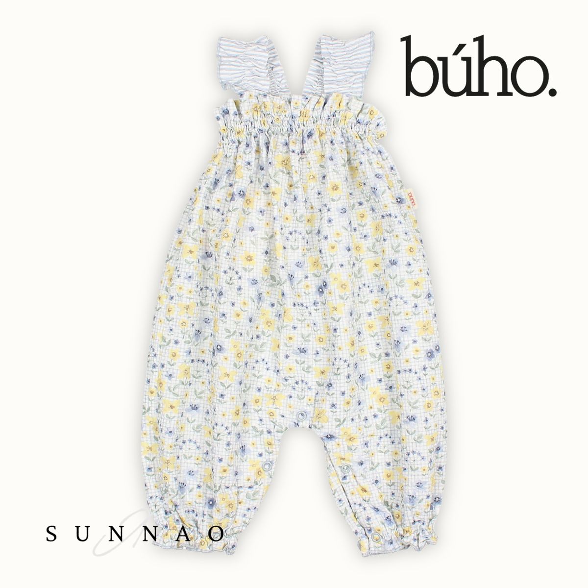 ＜Buho＞ BB PICNIC JUMPSUIT - SKY BLUE カバーオール・ロンパース-ベビーファッション