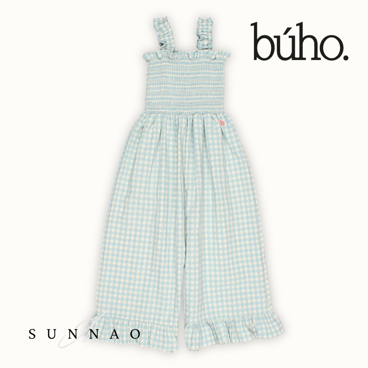 ＜Buho＞ GINGHAM JUMPSUIT - AQUA