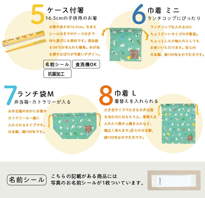 市場 ラッピングok 布 コップ袋 巾着袋 お弁当 せなけいこ 日本製 コップ 巾着ミニ 袋 めがねうさぎ ランチ