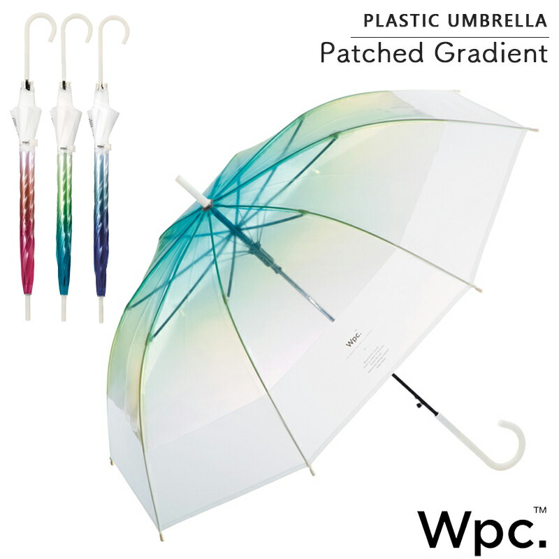 ラッピングOK ビニール傘 雨傘 長傘 グラデーション 切り継ぎグラデーション 60cm レディース wpc. ワールドパーティー 通勤 通学 軽量  クリア 透明 グリーン ブルー ピンク 緑 青 ☆新作入荷☆新品