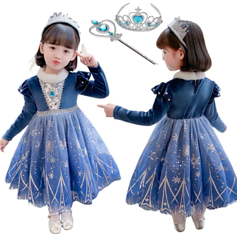 楽天市場】裏起毛 こどもドレス プリンセスドレス エルサ女の子 長袖