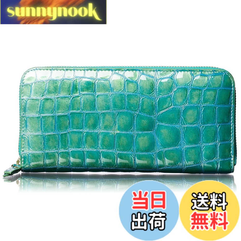 【貨物輸送無料】[FRANCK ROSSINI] イタリア共和国 製 牛皮 enamel croco レディース 長金入れ 縦型 歌留多 保持者 20枚納める可 母の日 差し上げ物 差し上げ物 箱 入り口・入口(Turquoise)