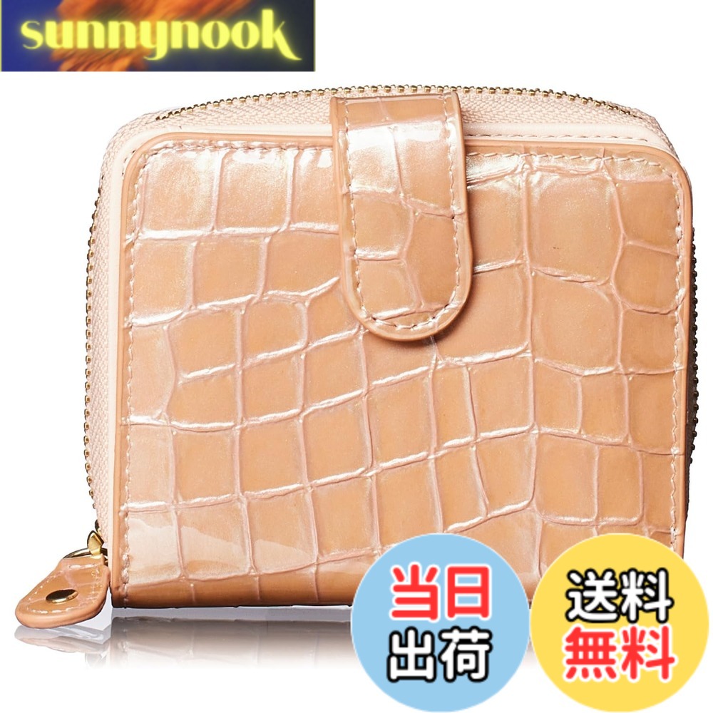 【送料無料】[FRANCK ROSSINI] イタリア製 牛革 enamel croco 『見た目はミニ財布、中身は長財布』anan 掲載商品 エナメル クロコ レディース 二つ折り 財布 カード 小銭 ラクラク 収納 ファスナータイプ 母の日 プレゼント ギフト 箱入り (L.Pink)｜sunnynook