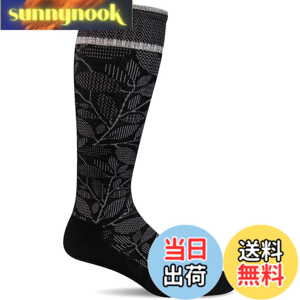 【送料無料】[ソックウェル] メリノウール 着圧 ソックス 【FAUNA】 S/M Black ブラック 1足セット