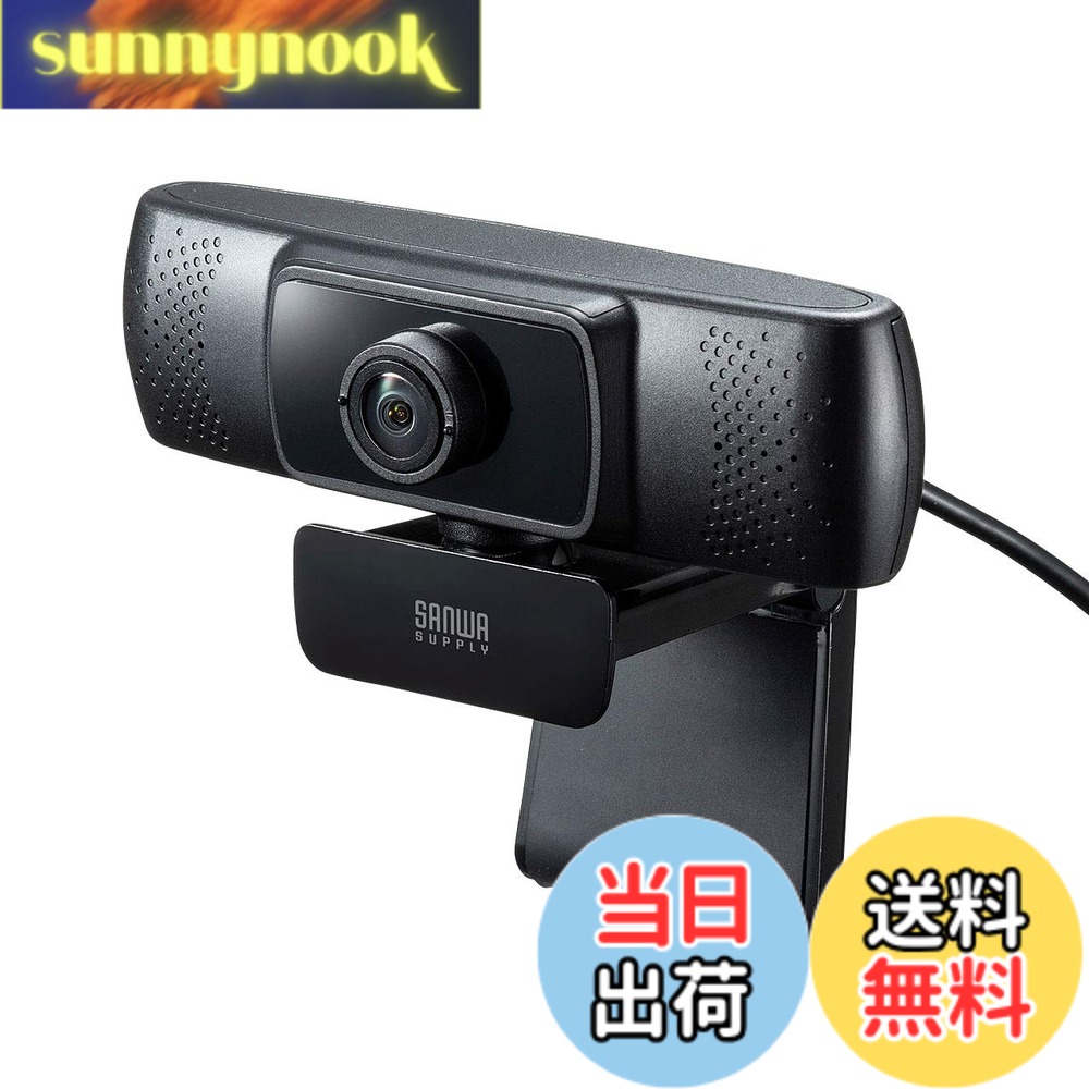 【貨物輸送無料】サンワサプライ 話し合い用広広とした水晶体WEB写真機 USB繋ぎ合わせる 150°超広角 マイクロホン内蔵 Skype相応う 黒いこと CMS-V43BK