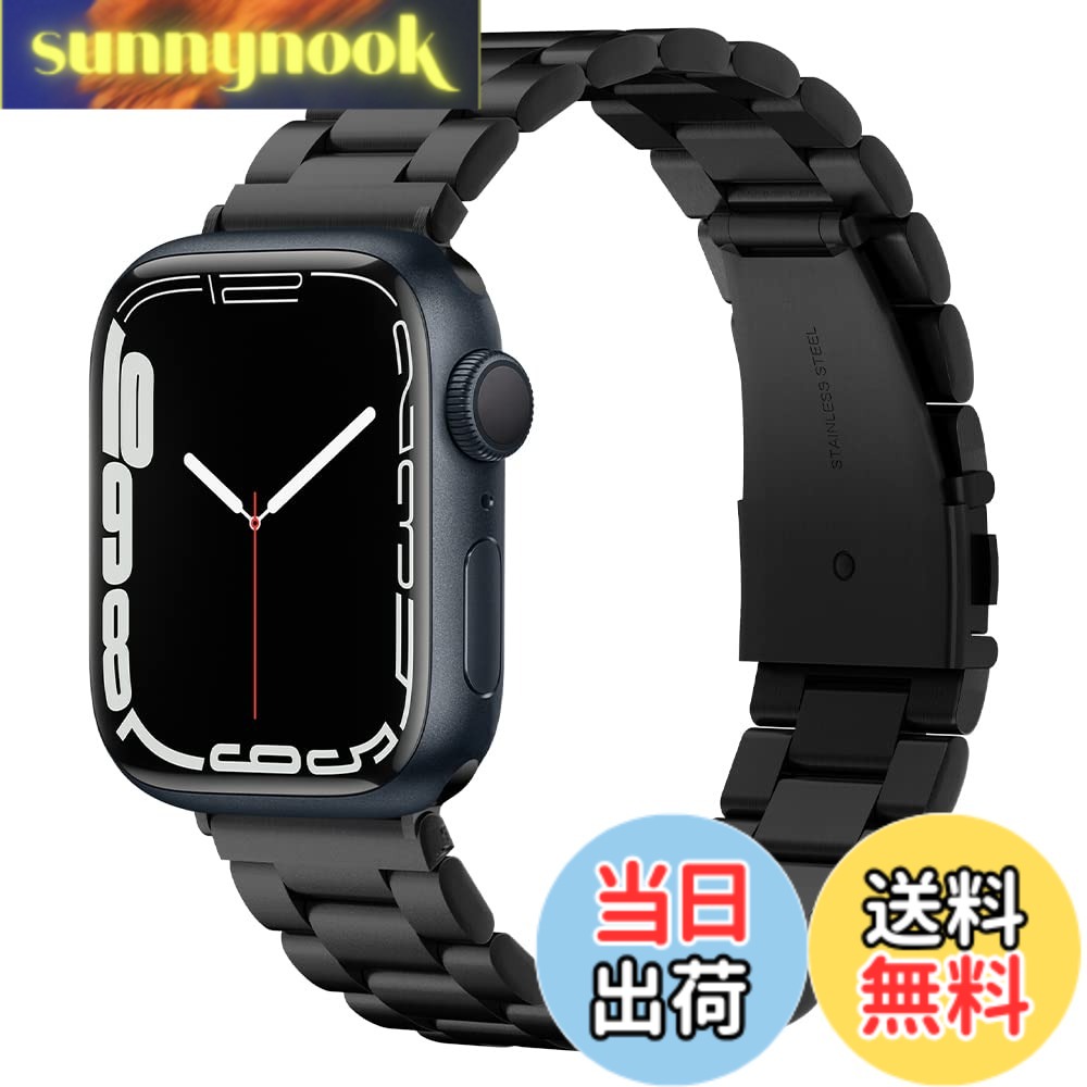 【送料無料】Apple Watch バンド 49/46/45/44mm【Apple Watch Ultra3/Ultra2/Ultra/11/10/9/8/7/6/5/4/SE3/SE2/SE 対応】 調整器具付き 交換ベルト チェーン メタル 3連 ベルト おしゃれ モダン・フィット 062MP25403 (ブラック)