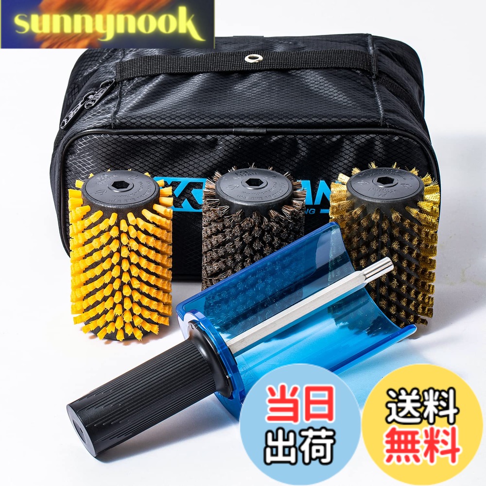 【貨物輸送無料】XCMAN スノーボード用ナイロン、ブロンズ、キルク、馬毛毛はらい 円形交差点毛はらい、シングル矢がら(手持ち部分)の４点書き割り、100 粍長さ (ナイロン、ブロンズ、馬毛毛はらい、シングル矢がら(手持ち部分))