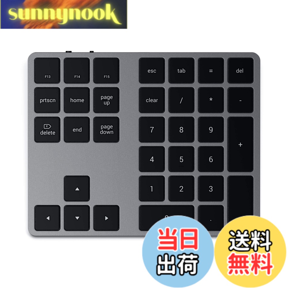 【貨物輸送無料】SATECHI 34手当たり Bluetooth ワイヤレステンキーパッド － US 英語申し合わせ 薄型 USB-C申し受ける式 数詞鍵盤、軽銀ザイン － MacBook Air \u0026 Pro、Mac Mini、iPad、iMac、iPhone 他相応う － 間隔文字薄墨色