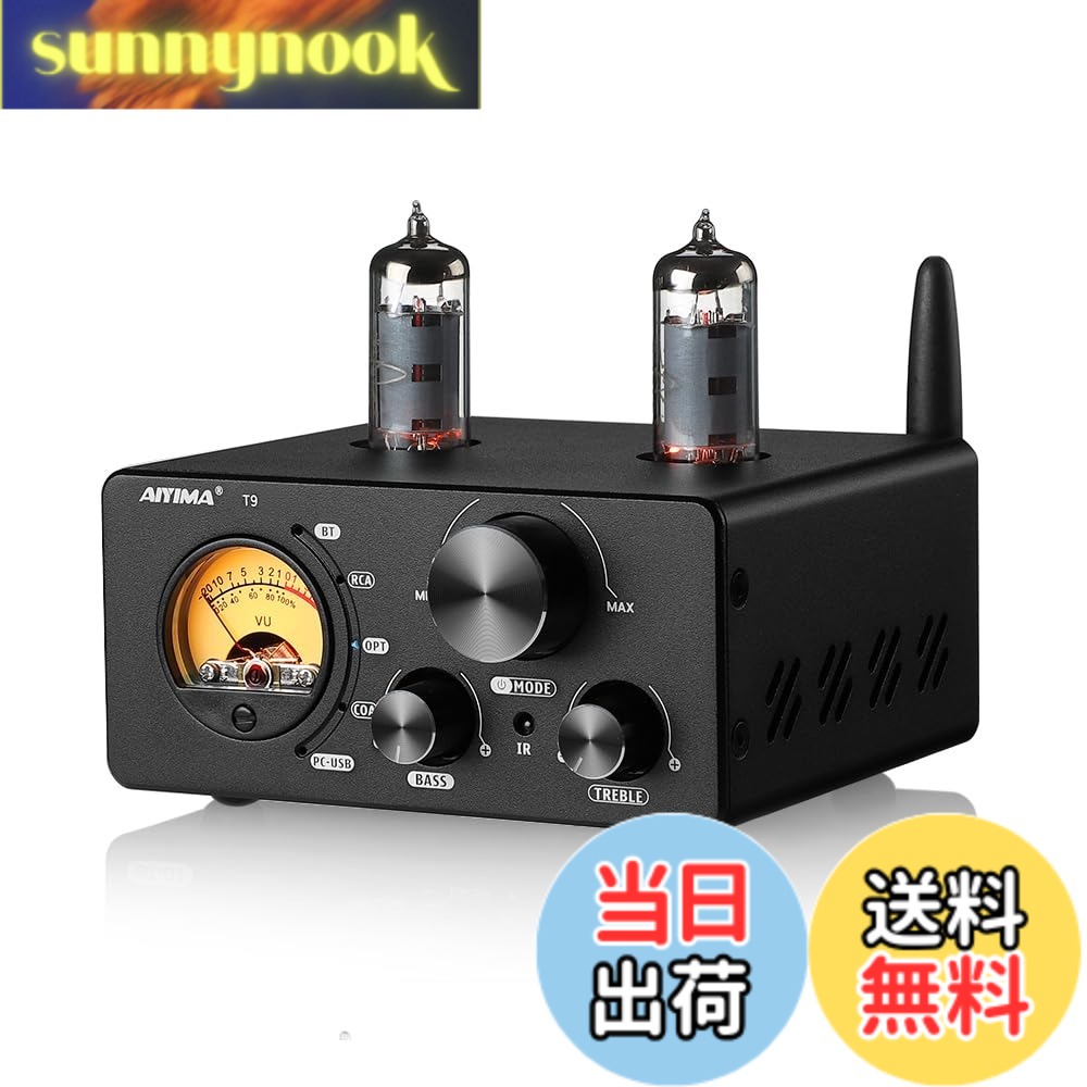 【貨物輸送無料】AIYIMA T9 Bluetooth 5.0 100W*2熱電子管アンプリファイアー 2.0通信路 無意味さ管 USB DACステレオHiFiホームオーディオデジタルアンプ RCA/COA/Opt/マイコン-USB、VU米突付き添い人