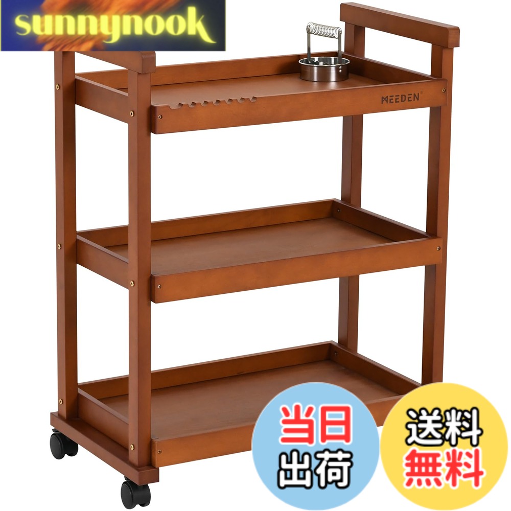 【貨物輸送無料】MEEDEN 工芸装置納める棚 勝手もと手押し車 3段 山毛欅木製 手持ち部分 付き添い人 筆洗器付き添い人 キャスター付き添い人 耐荷重15kg 大静電容量 実用 精神的な統合が飾り気の無い 役立つことが広広とした 多役立つこと 納める棚 納める手押し車 納める仕合わせ 制作室、学年、勝手もと用 暗然たる赤いこと色 72x40x88珊
