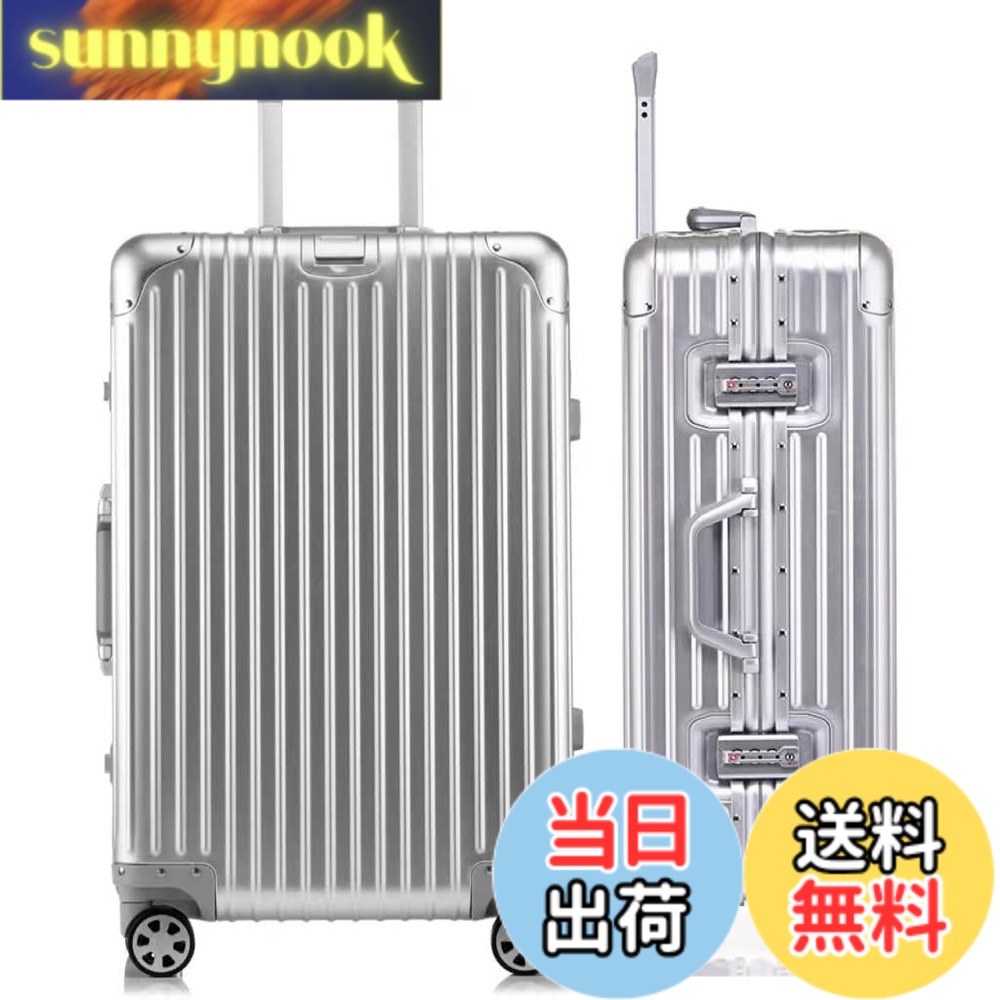 【送料無料】[Yuweijie] スーツケース キャリーケース オールアルミ合金ボディキャリーバッグ 機内持ち込み 耐衝撃 大型 軽量 ダブル仕切り板 静音ダブルキャスター TSAロック搭載 旅行 出張 M サイズ, 4泊、5泊、6泊, 60L