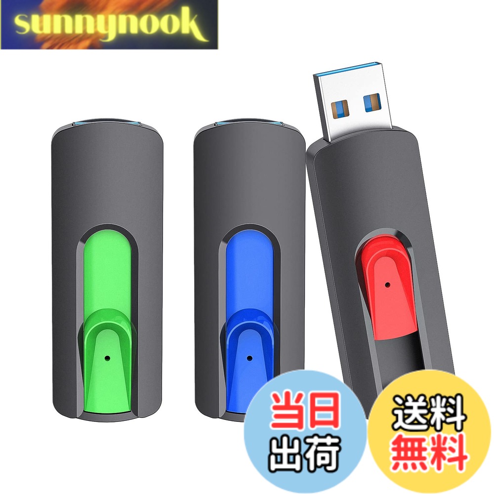 【送料無料】RAOYI USBメモリ128GB USB3.0 超高速データ転送 フラッシュドライブ 3個セット 読取り最大120MB/s ストラップホール付き