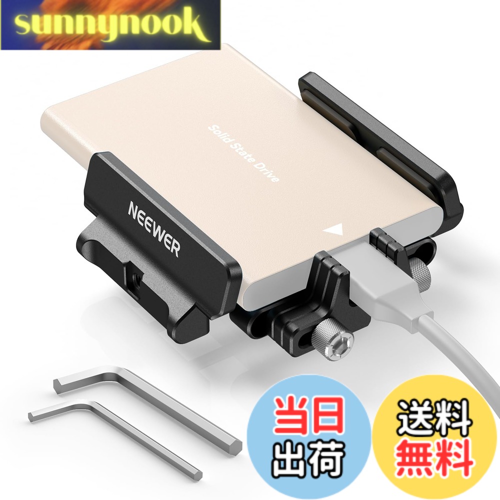 【送料無料】NEEWER SSDホルダー SSDマウント SSDブラケット アルミ製 コールドシュー/ケーブルクランプ付き 40-65mm コンパチブル サムスン T5 T7 SSD SanDisk スモールリグケージ BMPCC 4K 6K Sigma fp UA035