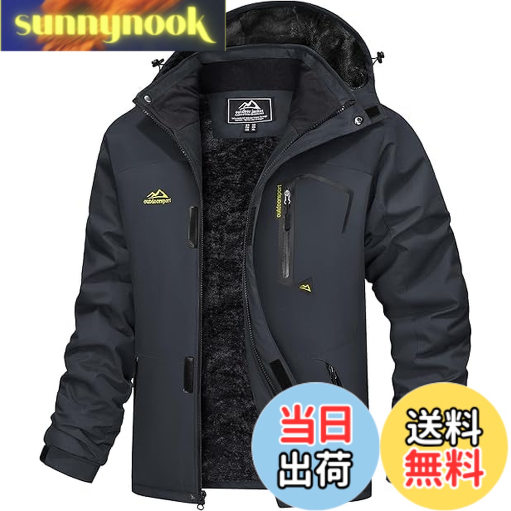 【貨物輸送無料】[KEFITEVD] 防寒着 メンズ 裏起毛 山岳パーカー ミリタリー アウトドア上衣 防風 冬用 ソフトシェルジャケット スノーボード御召しもの 薄墨色 JP XL