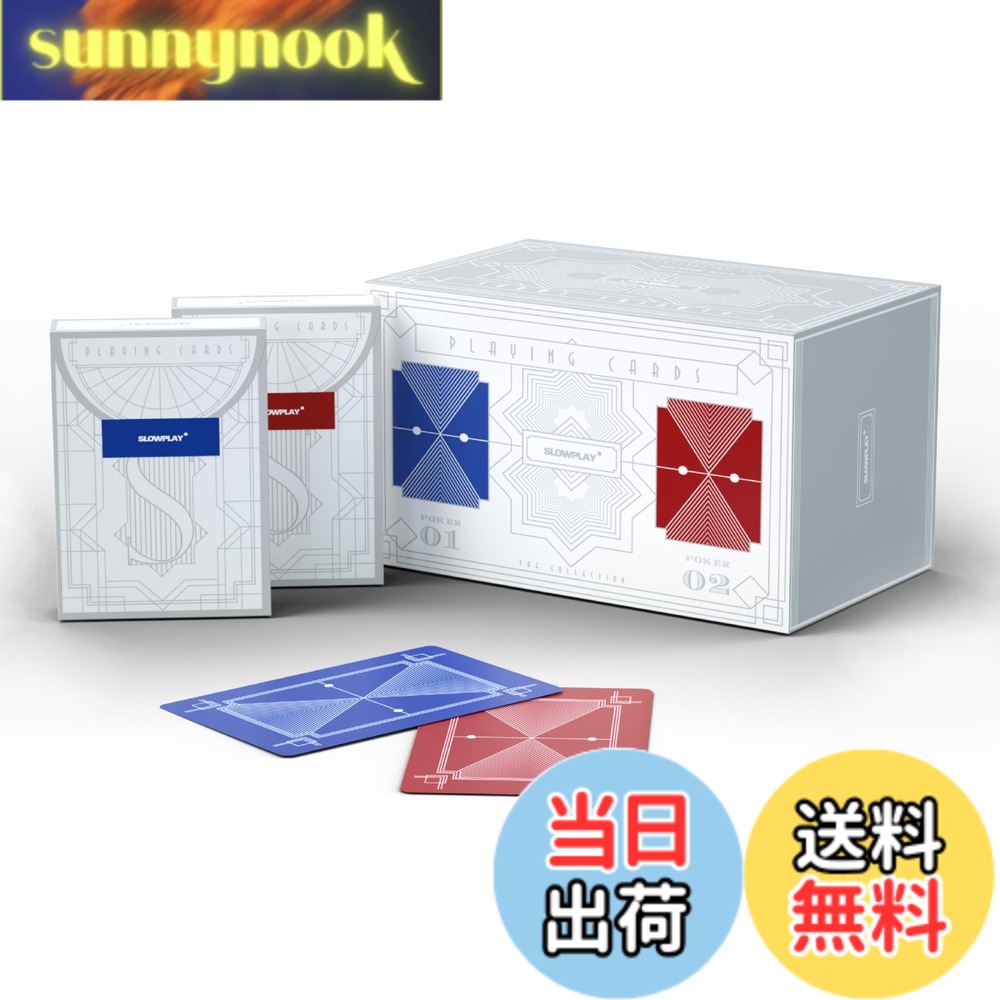 【貨物輸送無料】SLOWPLAY加留多 可塑性物質100% ジャンボ総目録 ポーカー大きさ 延性のある性・耐久性 雨合羽・水洗いする可 テキサスホールデム用 色：青色、赤いこと。、大きさ：2.6 inches x 3.54 inches x 0.75 inches