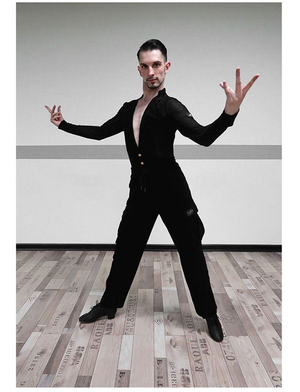 市場 男性 ウェア レッスン着 Tシャツ 社交ダンス ルンバ セクシー ラテン ダンス 練習着 トップス レオタード ワルツ 上着 メンズ 衣装 チャチャチャ