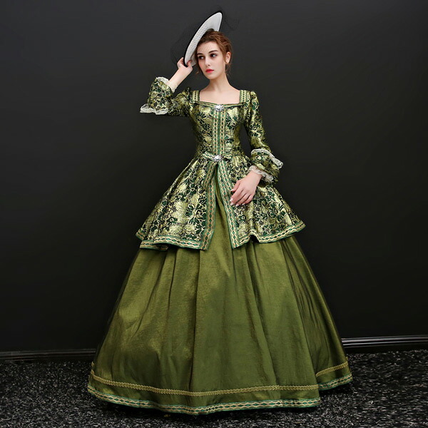 【フリーサイズ】豪華 ロング ドレス ステージ 衣装 お姫様 プリンセスライン 公爵夫人 プリンセスラインお姫様 編み上げ 舞台ステージ 演劇 グリーンドレス カラードレス サイズ指定可 d9218f0f0f0|サニープライズ 店